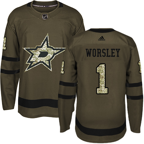 Adidas Stars #1 Gump Worsley Green Salute to Service Stitched NHL Jersey